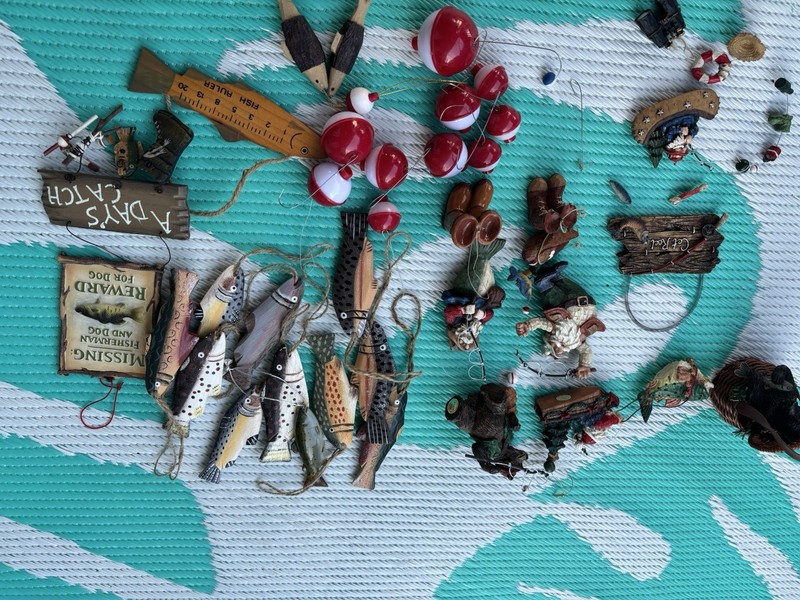 39 Pieces Of Fishing Theme Xmas Ornaments