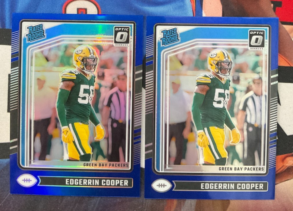 2024 Panini Donruss Optic #231 Edgerrin Cooper Blue /199 /199 Rated Rookie (JR)2