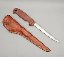 Vintage Case XX 6" stainless fish filet knife with original leather sheath