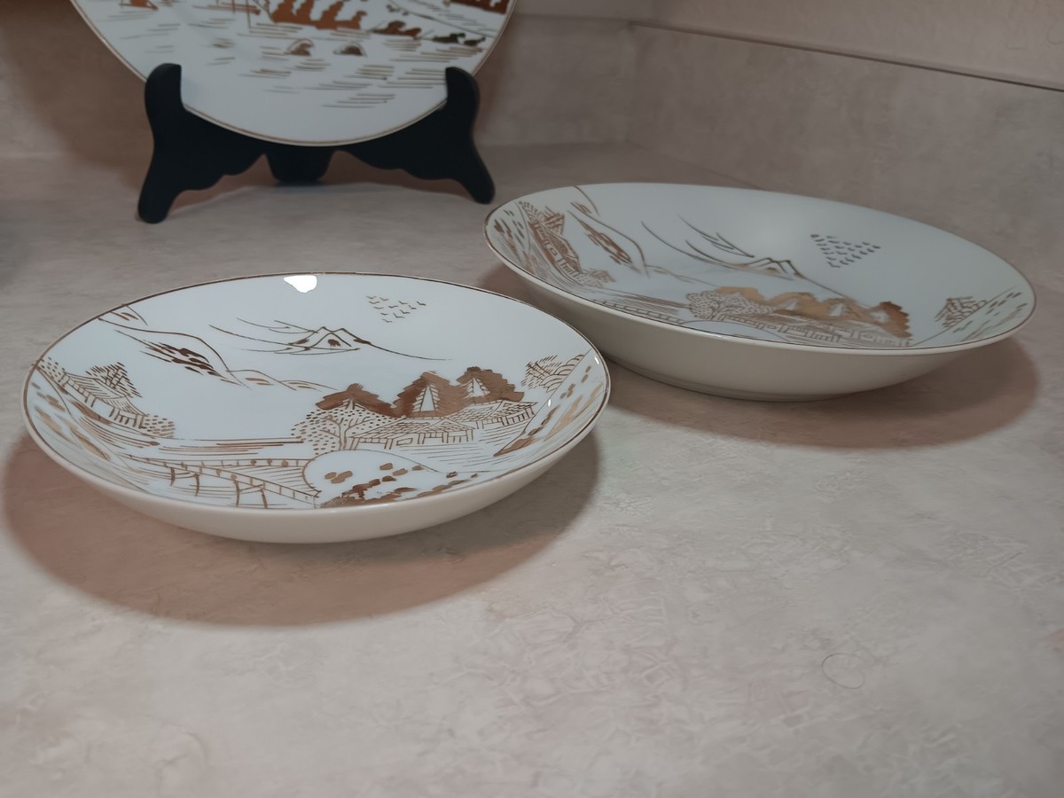 Vtg 1950's KUTANI Hand Painted 7 Piece Setting Japanese Meijyo