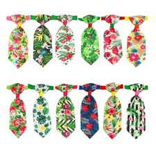 12 PCS Small Dog Collar Bowties Adjustable Tropical Print Grooming Ties