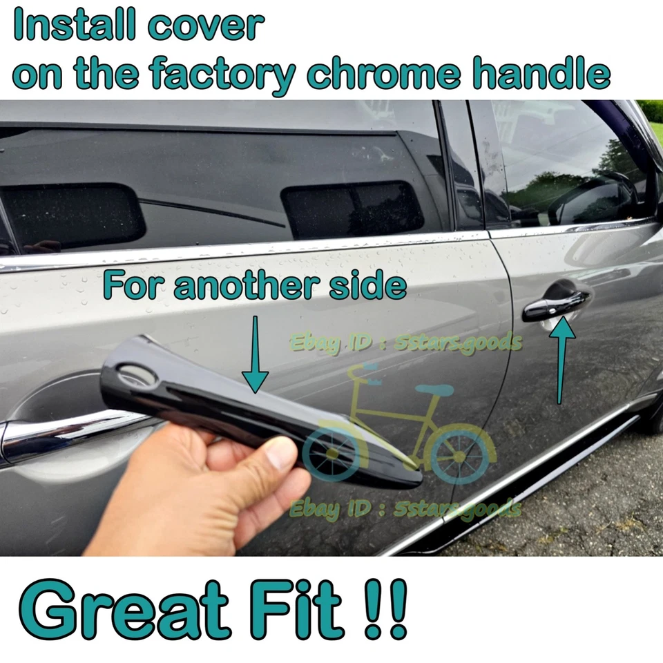 Glossy Pure Black Side Door Handle Cover Trim For 2014-2017 Infiniti QX70 SUV - Изображение 2 из 4