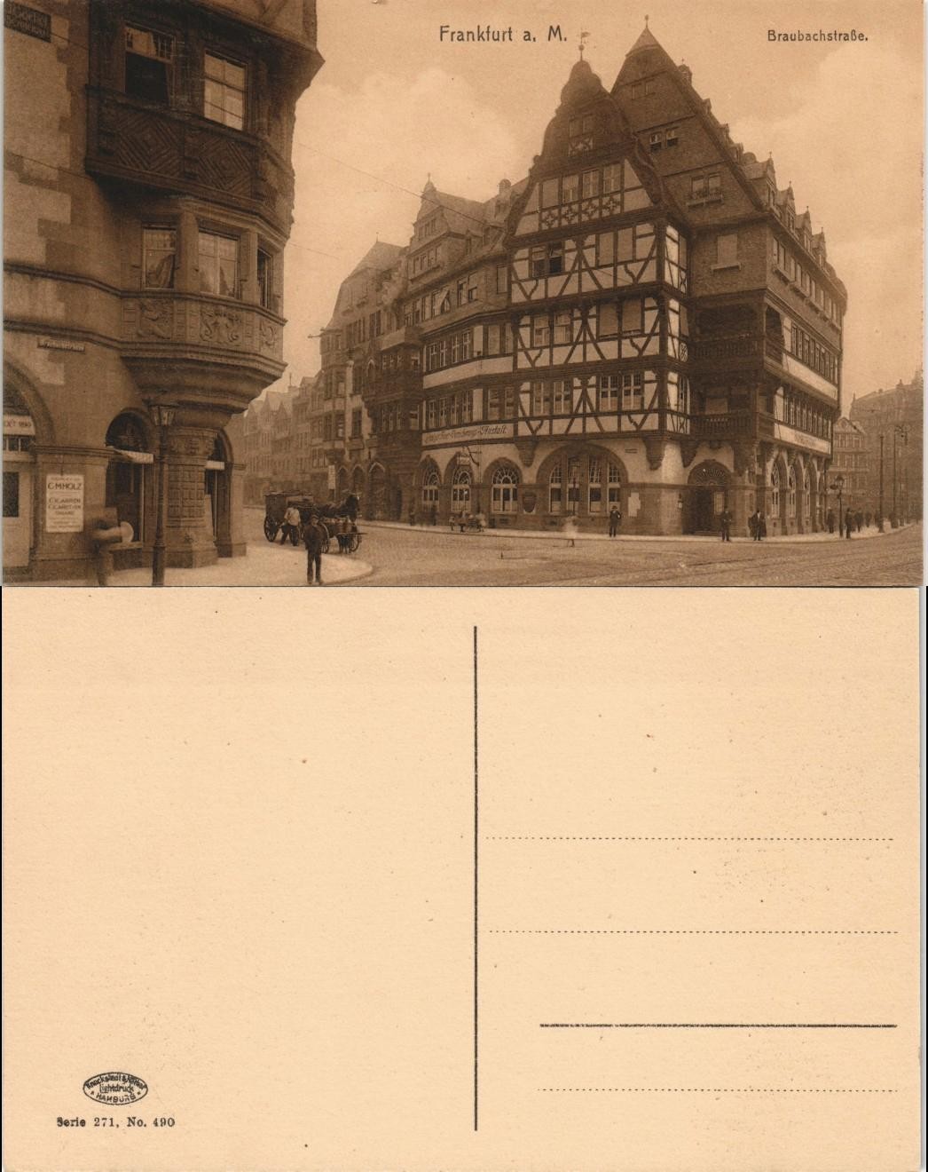 Frankfurt am Main houses row i.d. Braubachstraße Horse Wagon 1910