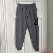 Adidas Boys Gray Joggers Logo Sweatpants Size S 8 Regular Fit, Sports, Casual