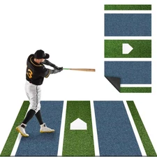 Baseball Batting Mat 6.5'X4’ Antislip Rubber Backing with Home Plate for Base...