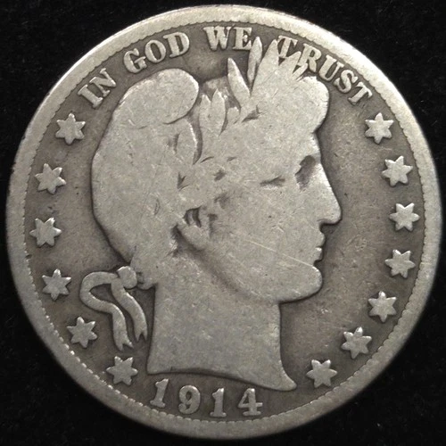 1914-S Barber Half Dollar 90% Silver Scarce Better Date