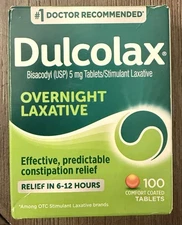 Dulcolax Laxative Gentle Constipation Relief 100 Tablets Sealed Exp 1/27