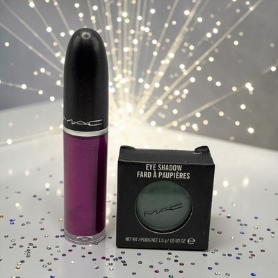 MAC Retro Matte Liquid Lipcolour - 130 ATOMIZED and MAC Teal Eye Shadow -2PC Set