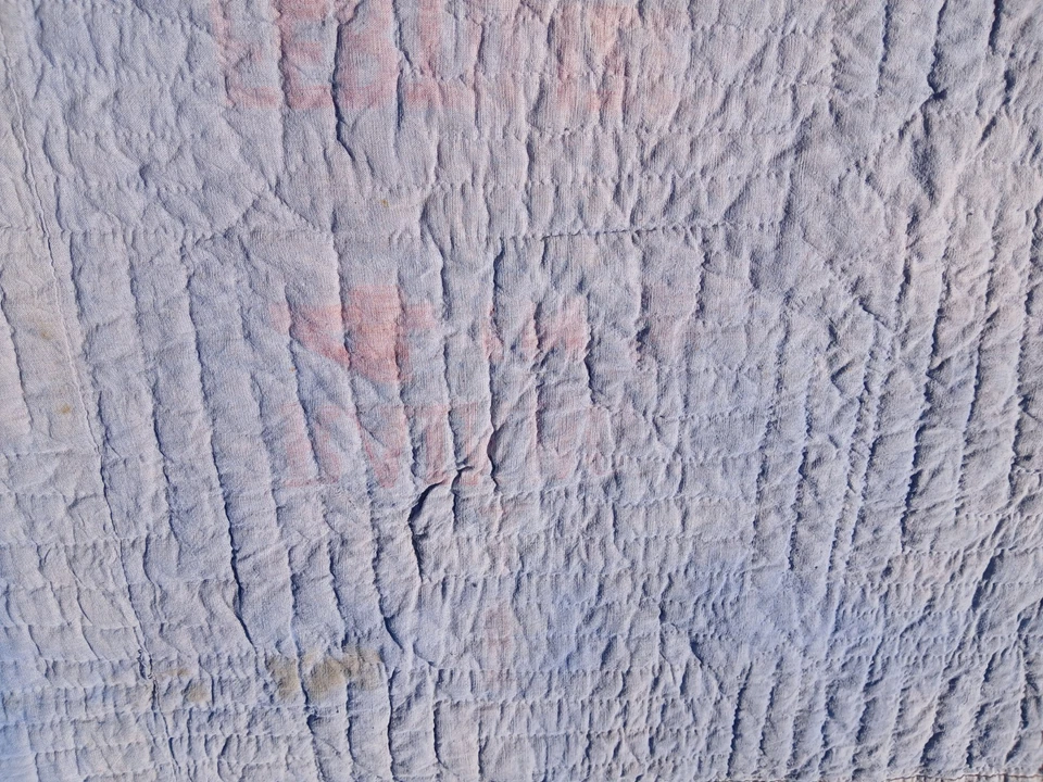 Antique 1920's Feed & Flour Sack Quilt Completely Handstitched Patchwork Pattern - Image 4 of 4