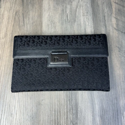 Portefeuille long CHRISTIAN DIOR noir Diorissimo Cavas fabriqué en Italie monogramme comme neuf A+