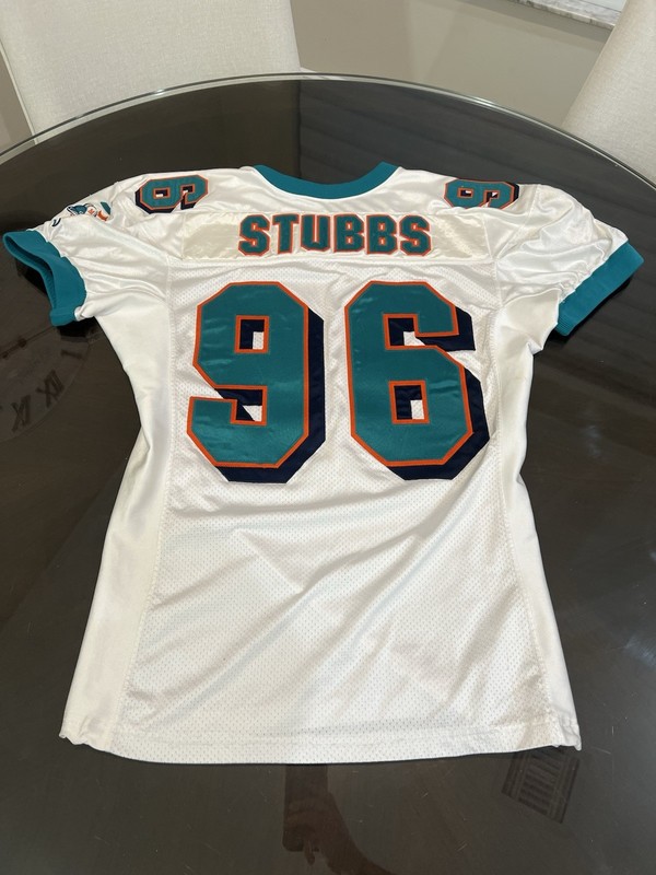 Danny Stubbs 1998 Miami Dolphins NFL Game Used Worn Jersey - Canes Sack Leader