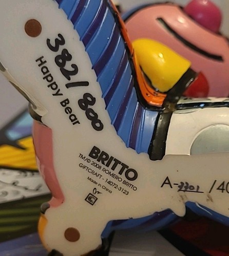 Romero Britto “HAPPY BEAR” Hand Signed 2008 First Edition # 382/800 - Picture 6 of 8
