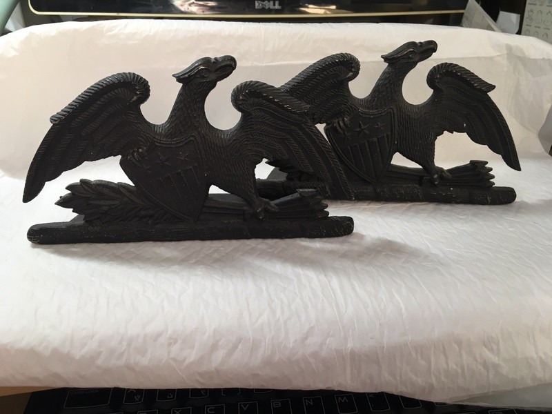 Pair Vtg  Spread Eagle Bookends VA Metalcrafters Marked  Patriotic Decor
