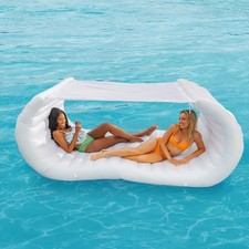 Inflatable Pool Couch - White Pool Float, Floating Cabana, Luxury Pool Float ...