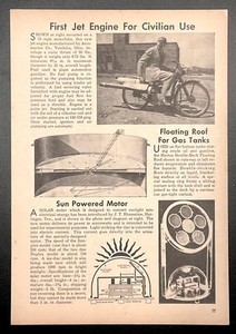 Jet Bike Simplex Aeromarine Co. 1948 article “First Jet Engine for Civilian Use"