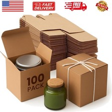 Brown Gift Boxes with Lids, 100 Pack Durable Kraft Paper Favor Boxes, Easy to...