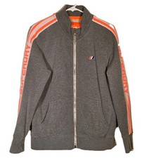 Superdry Coral Design Womens Sweatshirt Size 12 Gray Fleece Full Zip Workout