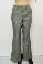 vtg 1960s mod green stripped bell bottom slacks 33x30.5