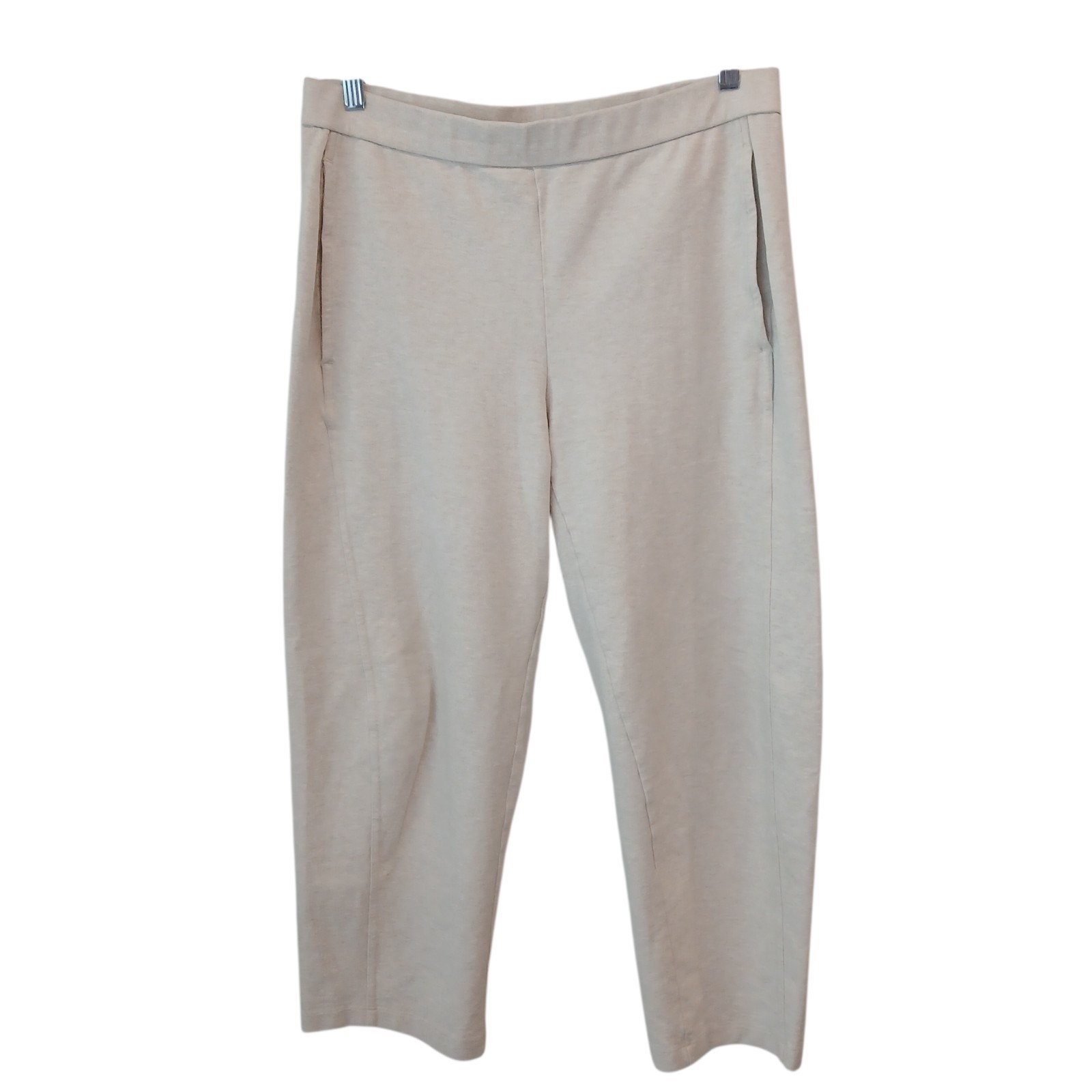 Eileen Fisher Organic Cotton Melange Cropped Lantern Pants Beige Tan Medium $188