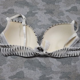 La Perla Bra Womens 38B White Black Striped Underwire