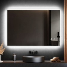 EMKE Large Size Bluetooth Bathroom Mirror With Led Lights Shaver Socket Demister