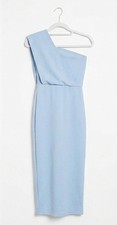PRETTY LITTLE THING One Shoulder Midi Dusty Blue Womens Dress. Size 6 (BNWT)