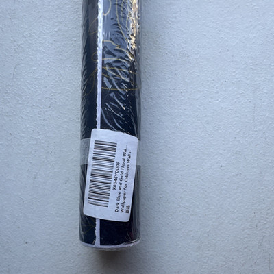 Vinyl Wallpaper Roll Dark Blue Gold Foil Design, MPN X004CYD0F, New Material