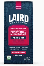 Laird Superfood Organic PERFORM Functional Mushroom Coffee - Medium Roast Ground