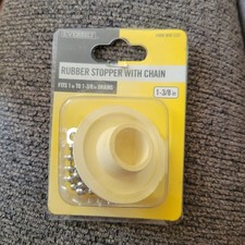 Everbilt White Rubber Drain Stopper with Chain 1-3/8 in for Sink Bathtub Shower