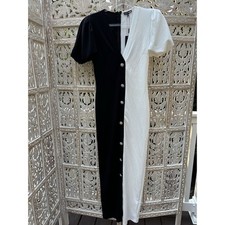 Fashion Nova Black/White Cruella Perfect Illusion Crepe Maxi Dress-Medium NWT