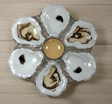 Antique Unmarked Limoges France 6-Well Oyster Plate, Beige - Haviland