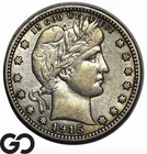 1915-D Barber Quarter, Scarcer Denver Issue, Choice AU