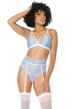 Coquette - 21110 - Bralette Garter Belt And G-String - BLUE