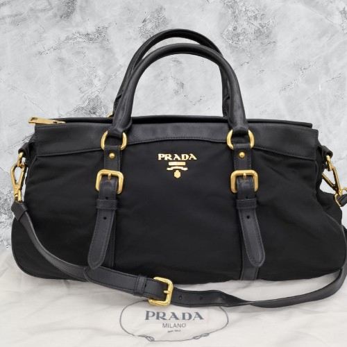 Auth PRADA Nylon Shoulder bag HandBag 2way Black detachable Auth PRADA Nylon Shoulder bag HandBag 2way Black detachable