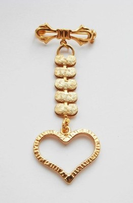 Brandneu Regency Stil Herz Anhänger an Herz-Gliederkette kurze Chatelaine, lange Brosche