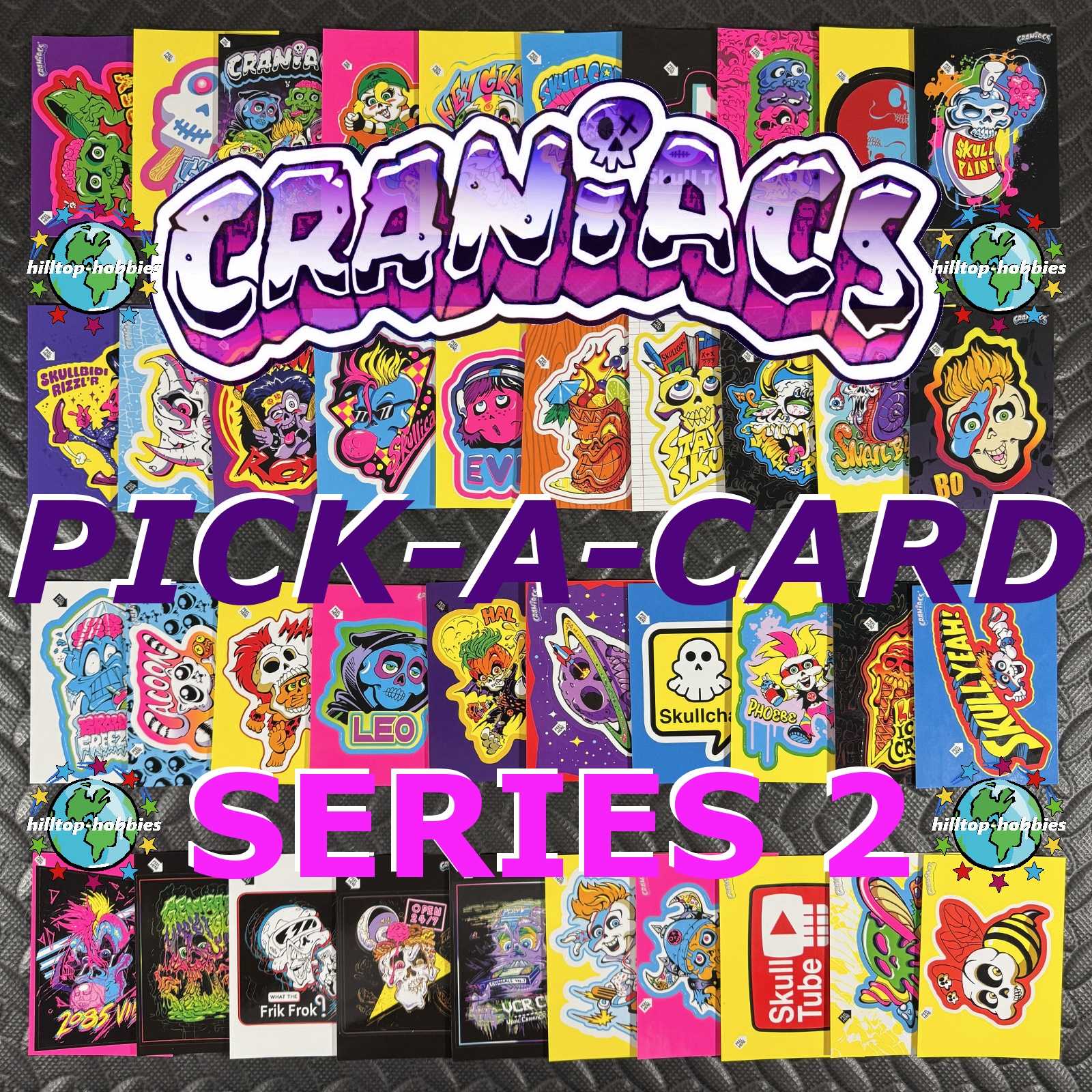 2025 Craniacs Series 2 Blacklight Stickers 1-40 Stickety Skullsters Collectible Set