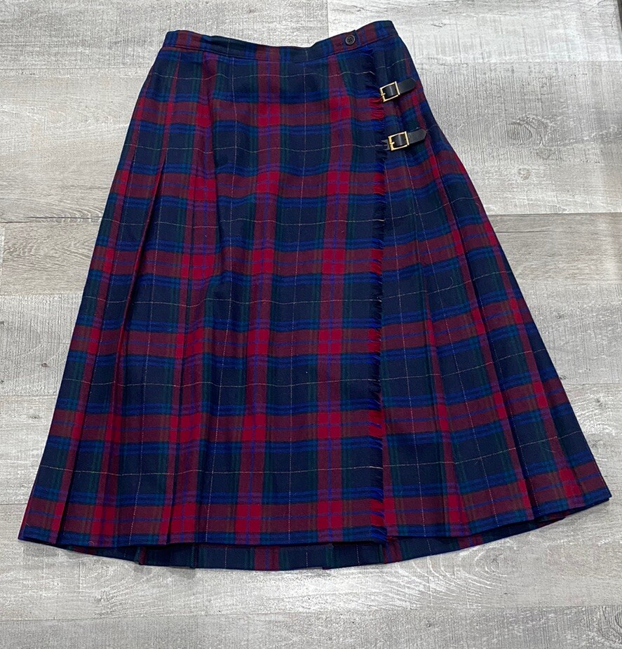 Pendleton Vintage kilt Skirt 12 Modest Tartan Pleated Wool Long
