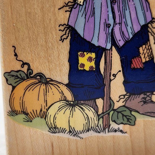 Hero Arts Rubber Stamp H958 Pumpkin Patch Scarecrow Vintage 1994 - Picture 4 of 9