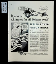 1937 Sealed Power Piston Rings Car Parts Oil Mileage Vintage Print Ad 30830