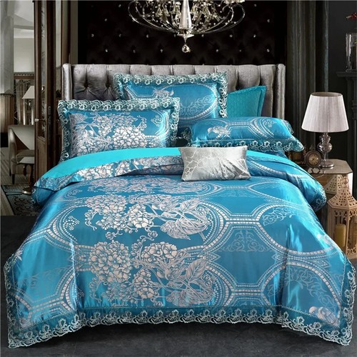 Luxus Spitze Jacquard Satin Bettbezug Set mit Bettwäsche und Bettwäschegarnitur - Bild 42 von 43