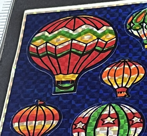 Vintage 80s Stickers Hallmark Razzle Dazzle Seals Hot Air Balloons One Sheet - Picture 6 of 6
