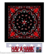 USA MADE TRIBAL Flame Tattoo BLACK RED Cotton BANDANA HEAD Wrap BANDANNA Scarf