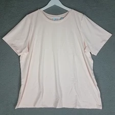 NEW Denim & Co T-Shirt Womens 2X Striped Casual Lounge Lightweight Basic Blush