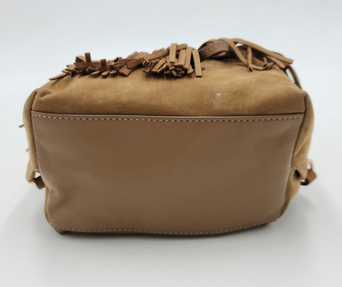 Tory Burch Fringed Forest  Green mini Suede  
 Backpack NWT Tory Burch Harper Fringe Suede Mini Backpack in Otter  main image 2