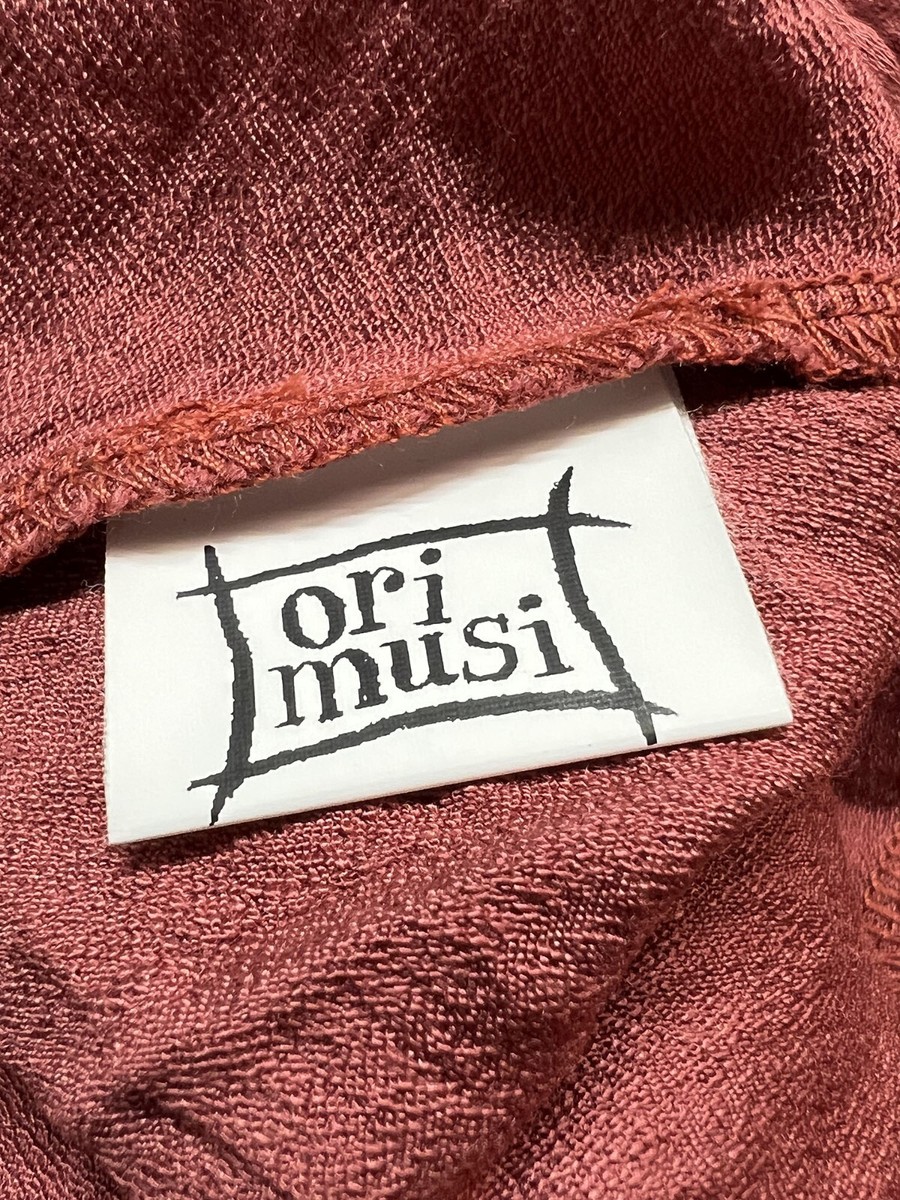 ORIMUSI abito donna lungo tessuto goffrato mattone svasato NARCISO