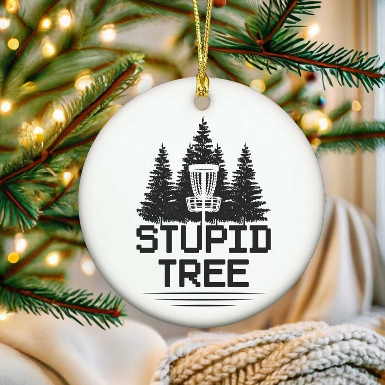 Funny Disc Golf Christmas Ornament, Round Ceramic Ornament For Disc