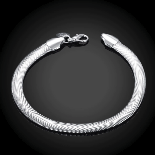 Bracelet argent mailles "Snake" - 6 mm de large - Envoi de France le jour même