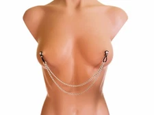 Silver Nipple Chain Non-Pierced Nipple Noose Rings Fake Jewelry BDSM Lingerie