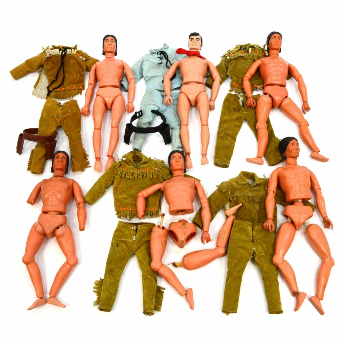 ローンレンジャーモデル　鞭　10ft Vintage 1970's LONE RANGER Lot of 6 ACTION FIGURES + 2 HORSES