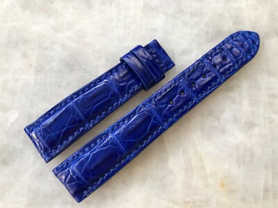 18mm/16mm Blue Alligator Crocodile Embossed Leather Watch Strap Band